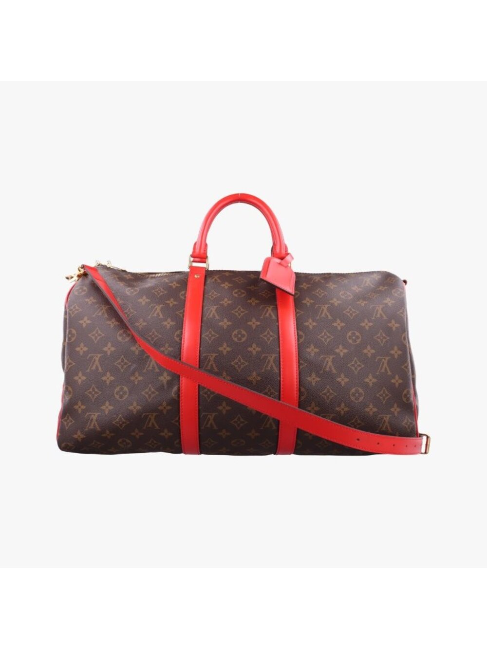 Louis Vuitton Keepall Bandouliere 50 Monogram Brown Red Canvas Messenger Bag